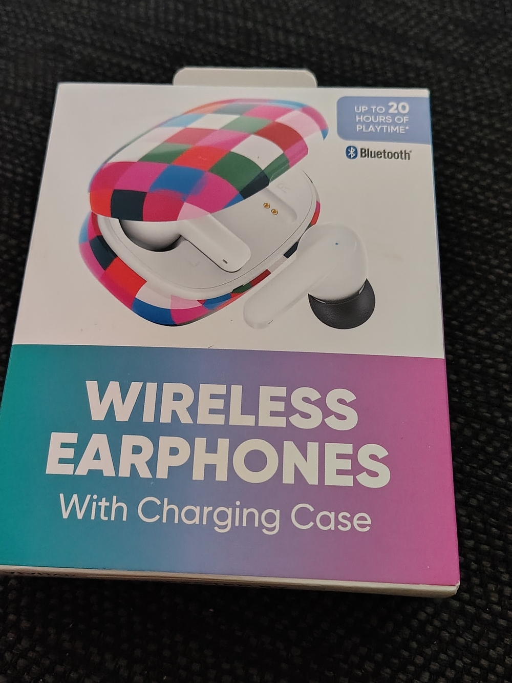 Wireless Earphones with Charging Case - White Earbuds & Multicolor Case